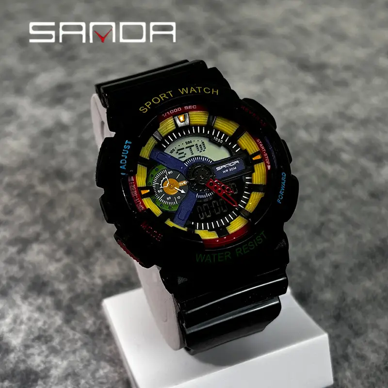 Sanda Black Sport Waterproof Multifunctional Watch - Image 40