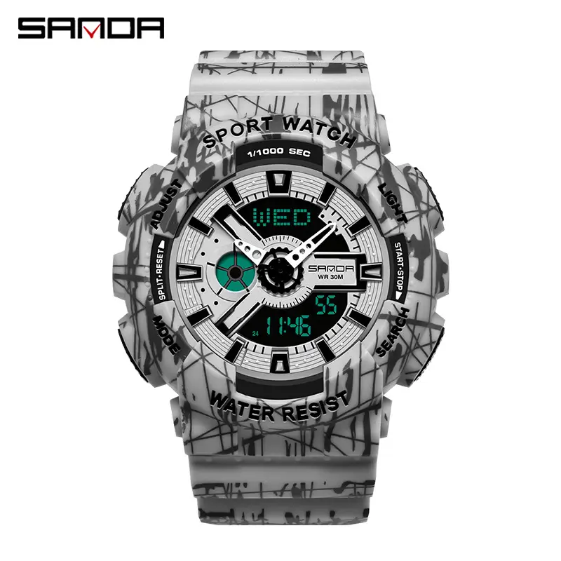 Sanda Black Sport Waterproof Multifunctional Watch - Image 41