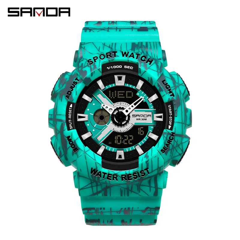 Sanda Black Sport Waterproof Multifunctional Watch - Image 42