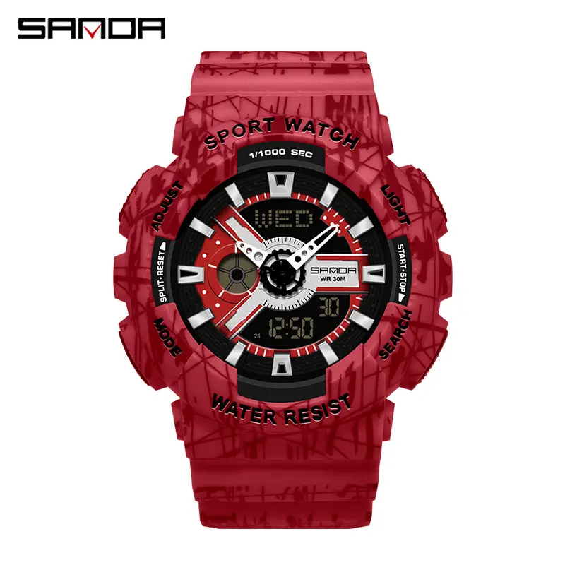 Sanda Black Sport Waterproof Multifunctional Watch - Image 43