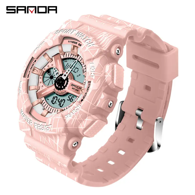 Sanda Black Sport Waterproof Multifunctional Watch - Image 44