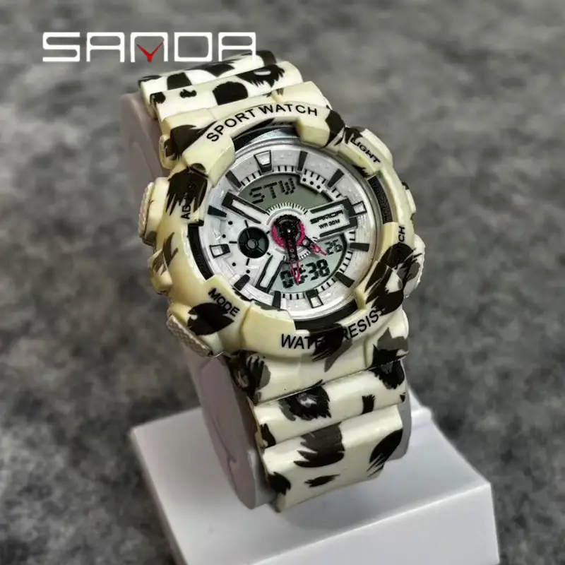 Sanda Black Sport Waterproof Multifunctional Watch - Image 46