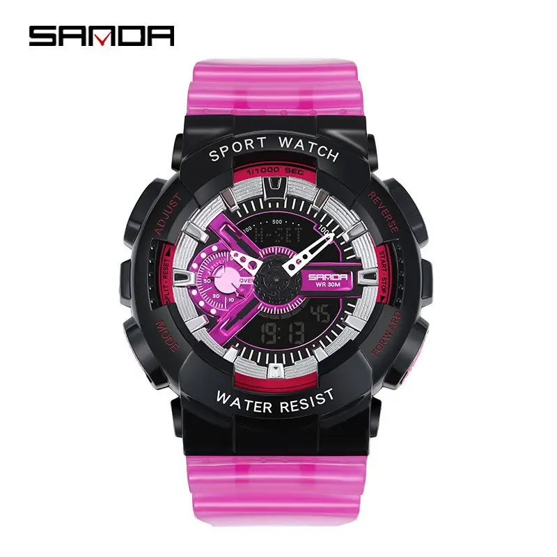 Sanda Black Sport Waterproof Multifunctional Watch - Image 47
