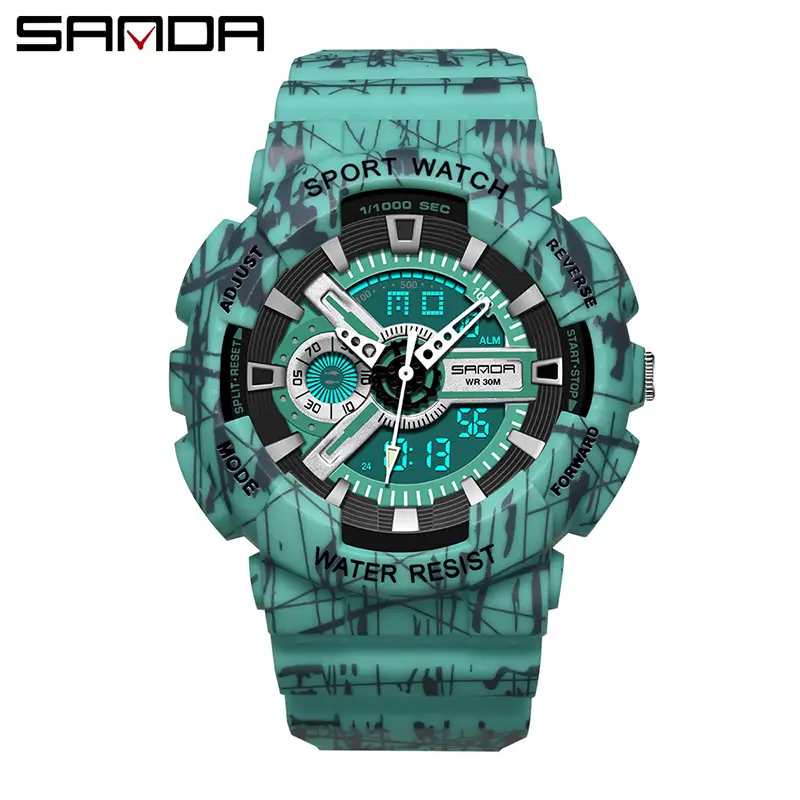 Sanda Black Sport Waterproof Multifunctional Watch - Image 61