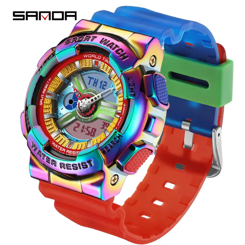 Sanda Black Sport Waterproof Multifunctional Watch - Image 70