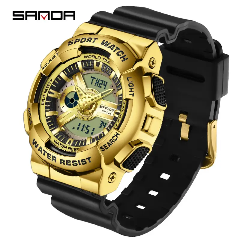 Sanda Black Sport Waterproof Multifunctional Watch - Image 71