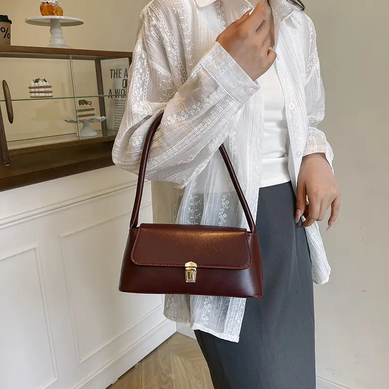 New Women's Baguette Shoulder Bag Tan 2025 - Image 7