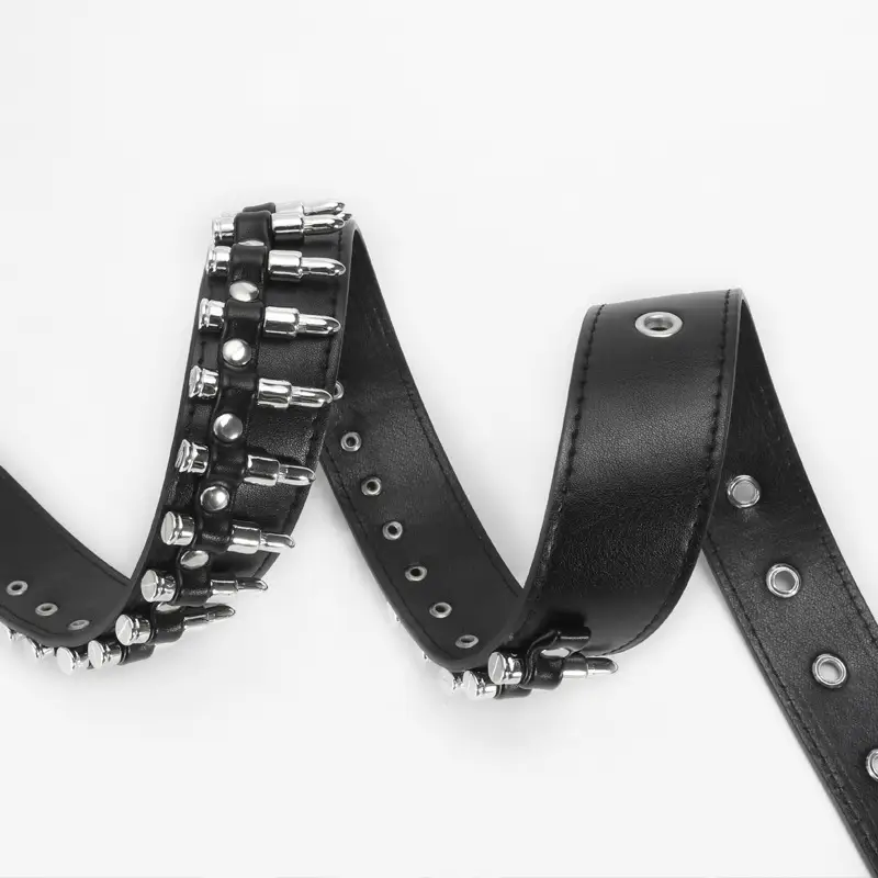 Black Rivet Bullet Belt for Women European American Trendy