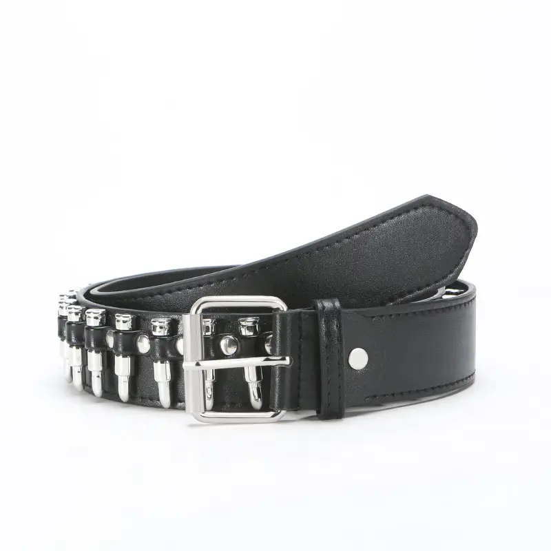 Black Rivet Bullet Belt for Women European American Trendy