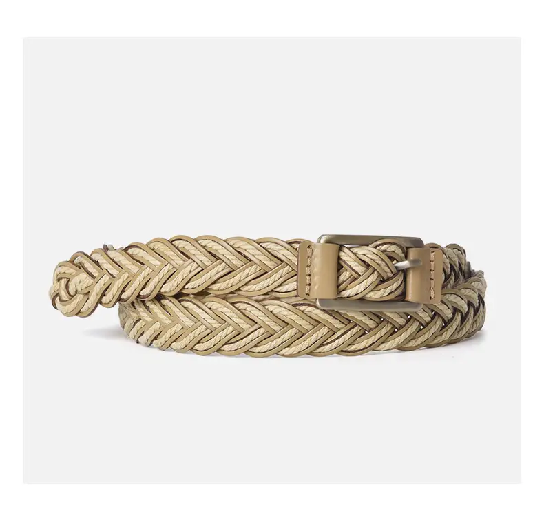 Red Woven Women's Belt with Metal Buckle — feature 10