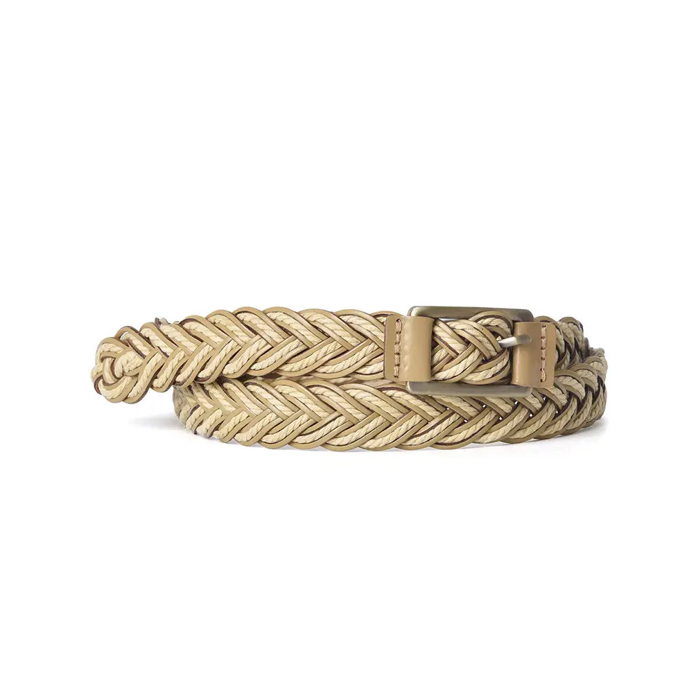Red Woven Women's Belt with Metal Buckle