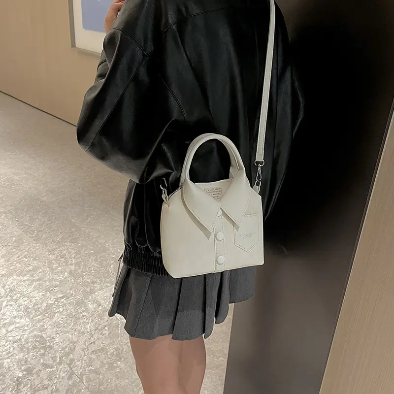 Women's Grey Crossbody Bag with Shoulder Strap - Image 6