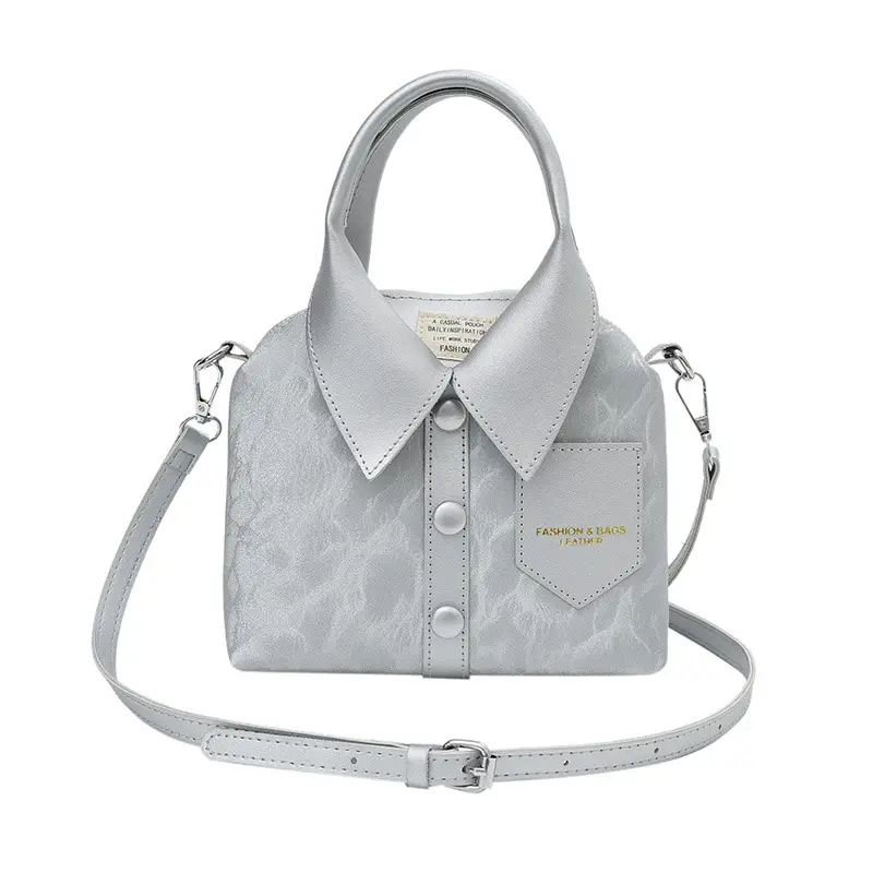 Women's Grey Crossbody Bag with Shoulder Strap - Image 2