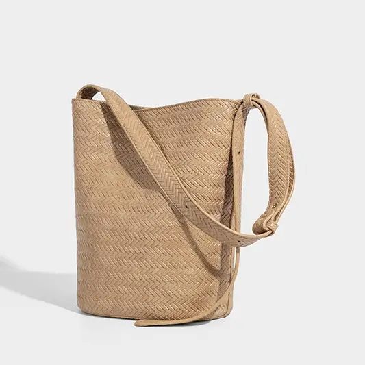 2025 New Summer Retro Woven Handbag Tan One Shoulder - Image 3