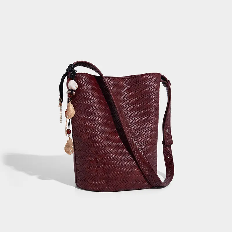 2025 New Summer Retro Woven Handbag Tan One Shoulder - Image 4