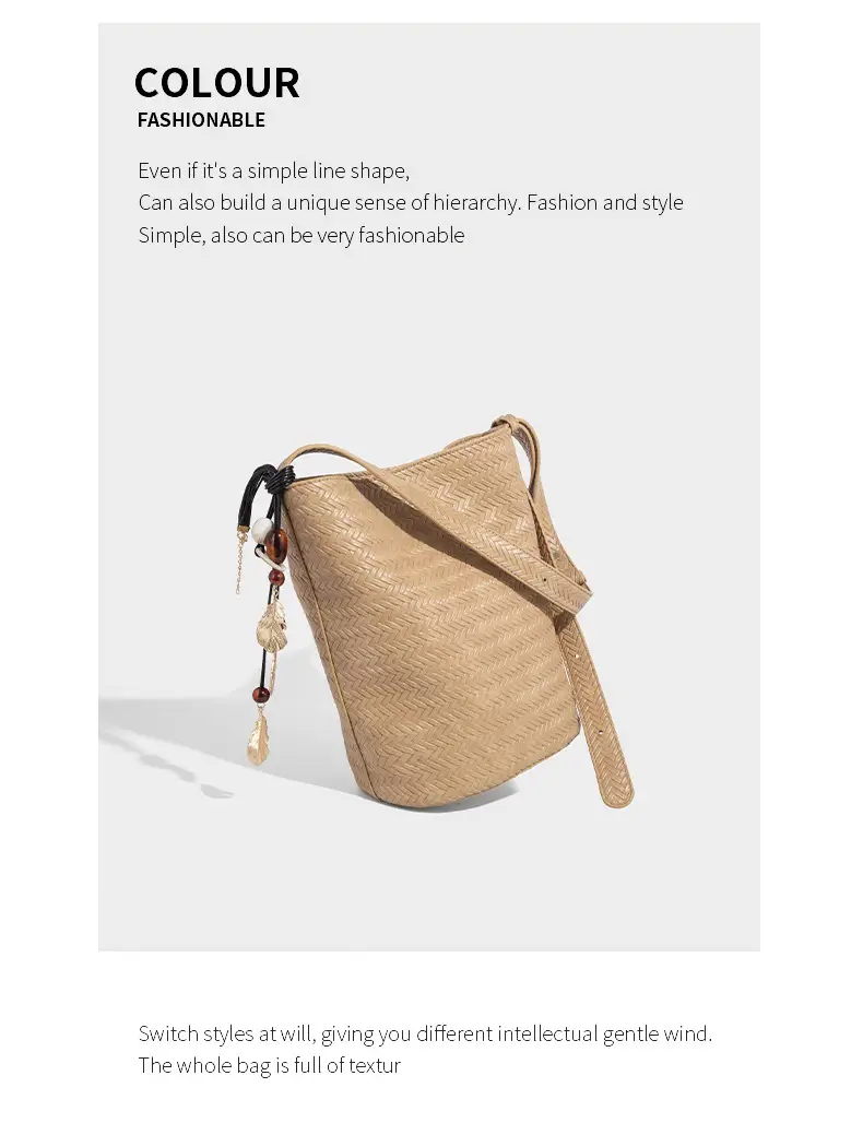 2025 New Summer Retro Woven Handbag Tan One Shoulder — feature 14