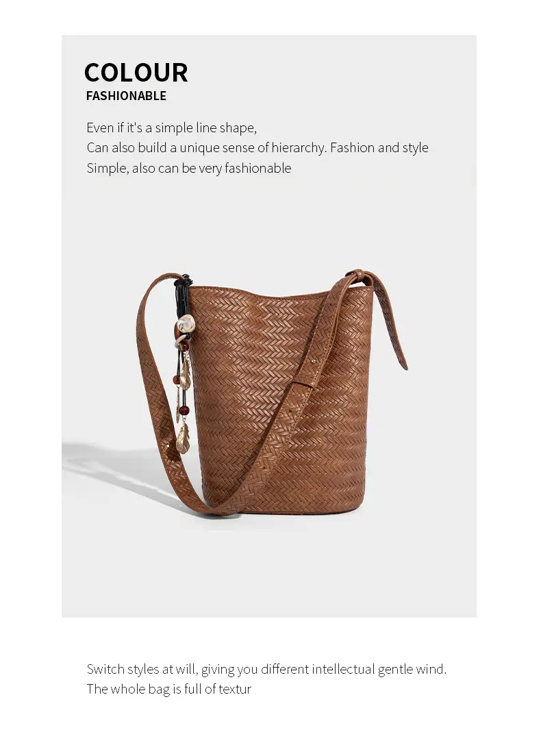 2025 New Summer Retro Woven Handbag Tan One Shoulder — feature 15