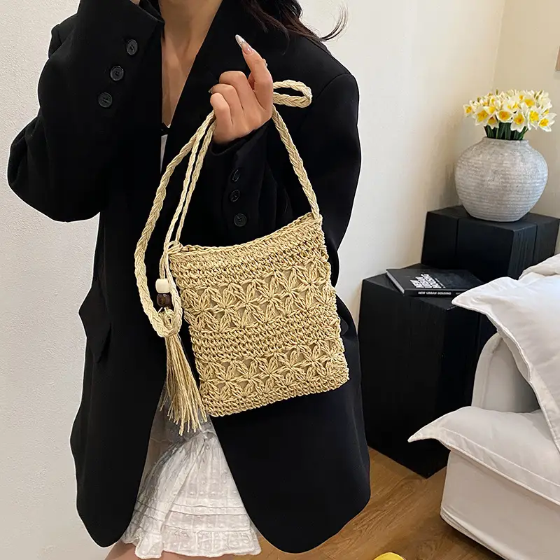 Woven Tassel Bag for Women Beach Travel Crossbody