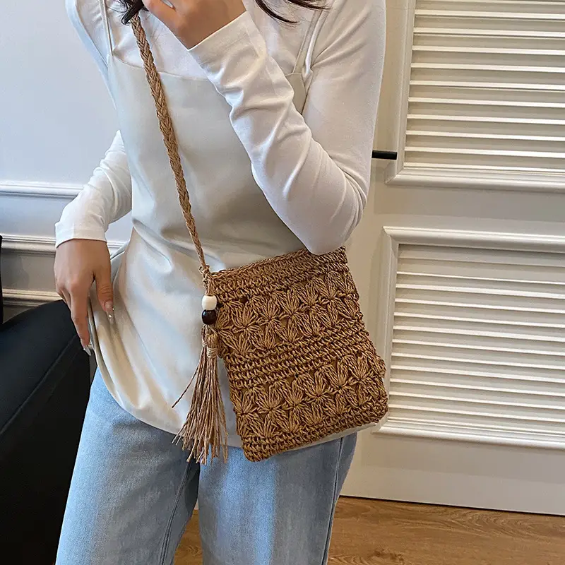 Woven Tassel Bag for Women Beach Travel Crossbody