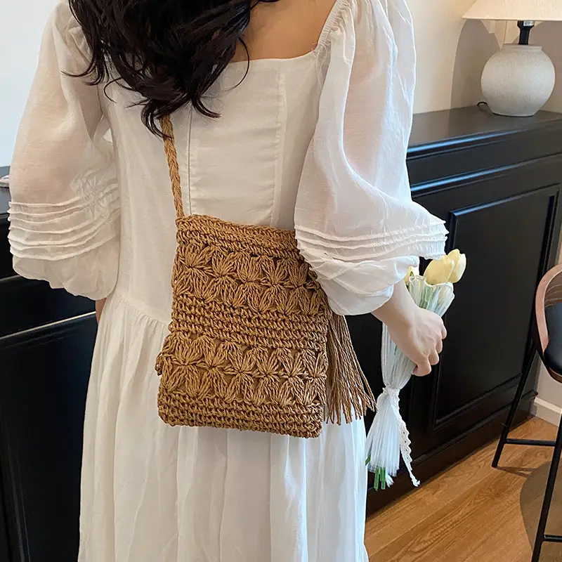 Woven Tassel Bag for Women Beach Travel Crossbody