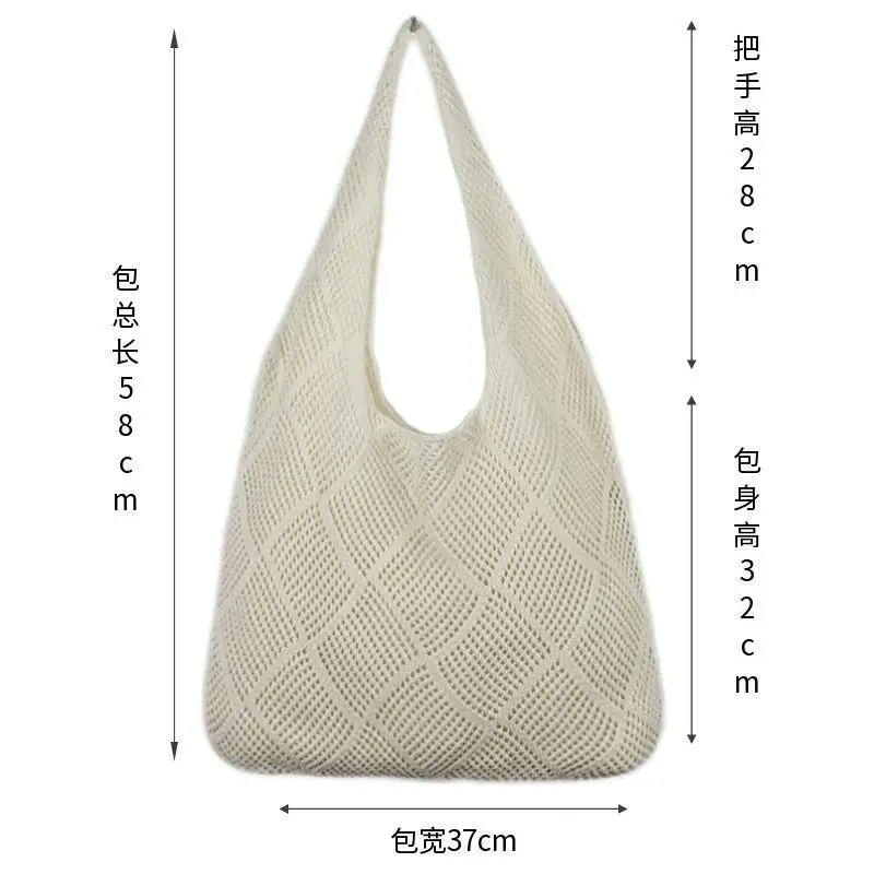 New Rhombus Knitted Beach Bag Large Capacity Straw Woven - Image 8