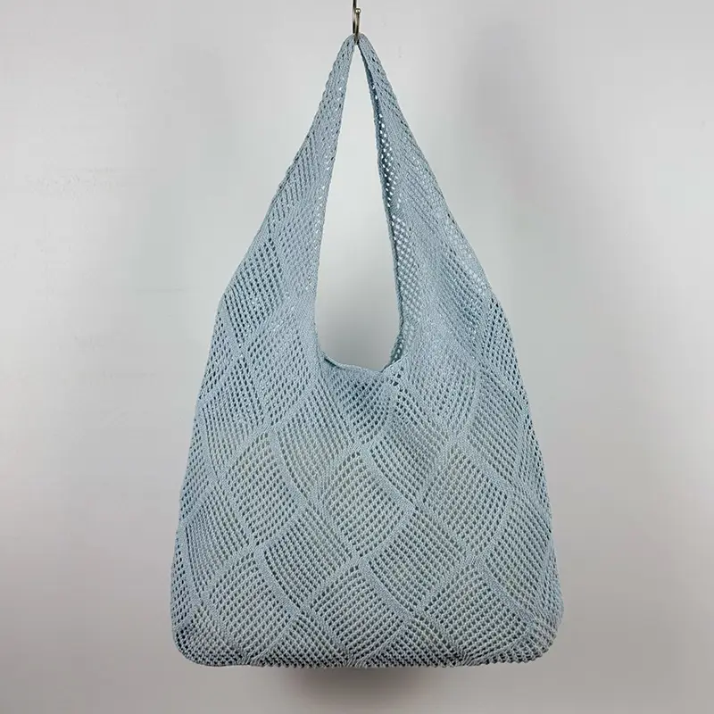New Rhombus Knitted Beach Bag Large Capacity Straw Woven - Image 2