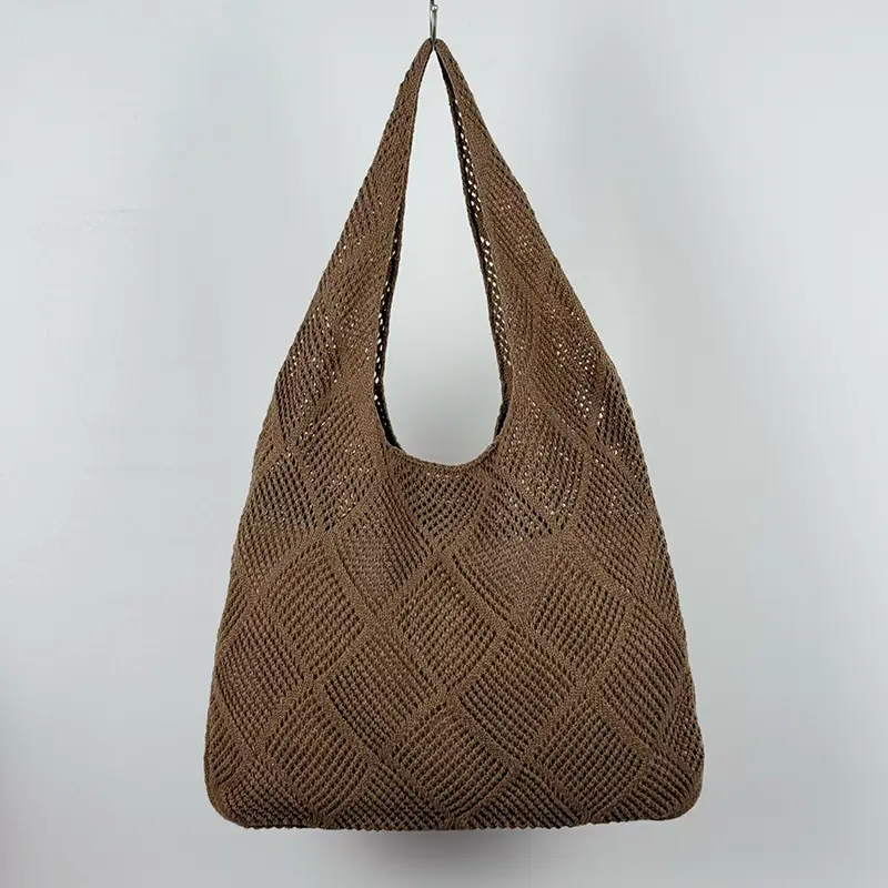 New Rhombus Knitted Beach Bag Large Capacity Straw Woven - Image 4