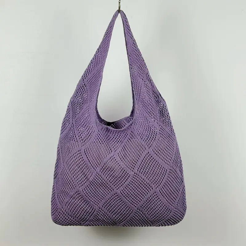 New Rhombus Knitted Beach Bag Large Capacity Straw Woven - Image 5