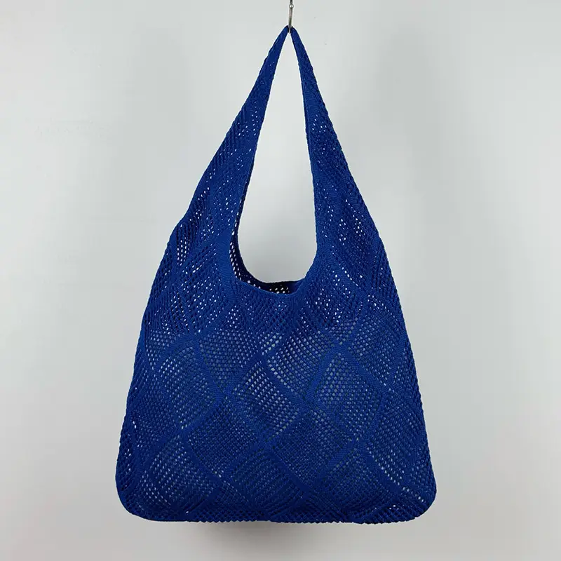 New Rhombus Knitted Beach Bag Large Capacity Straw Woven - Image 6