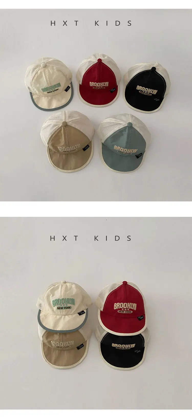 Baby Soft Brim Cap Red White Half Mesh Summer Hat — feature 2
