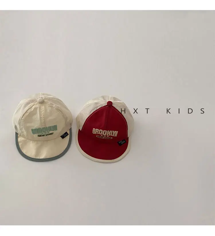 Baby Soft Brim Cap Red White Half Mesh Summer Hat — feature 3