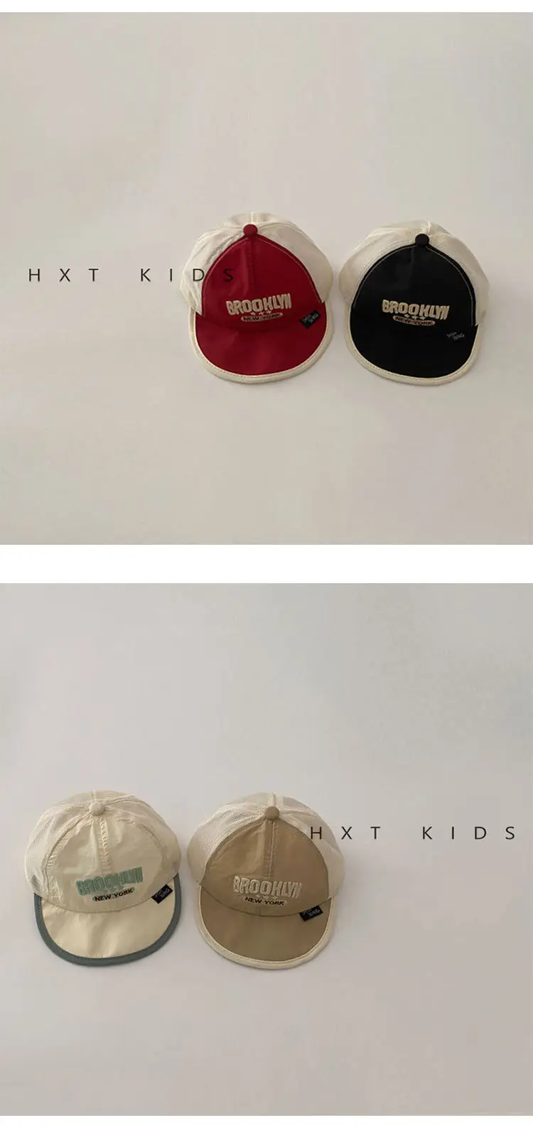 Baby Soft Brim Cap Red White Half Mesh Summer Hat — feature 4