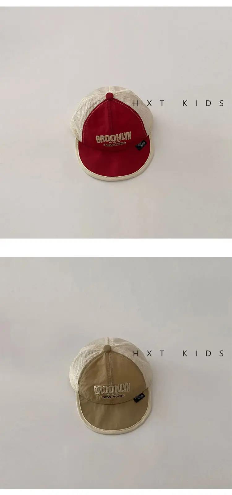 Baby Soft Brim Cap Red White Half Mesh Summer Hat — feature 6