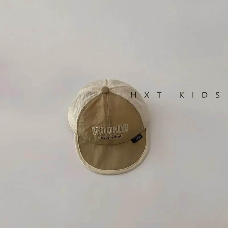Baby Soft Brim Cap Red White Half Mesh Summer Hat - Image 3