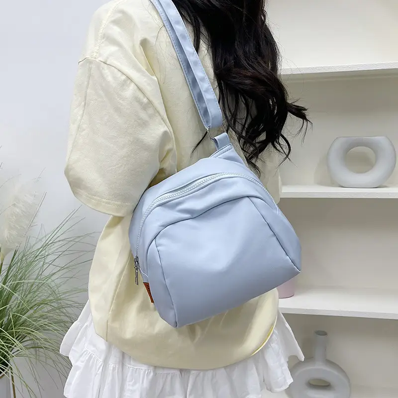 Light Blue Nylon Shoulder Bag Large Capacity Messenger Bag - Image 3