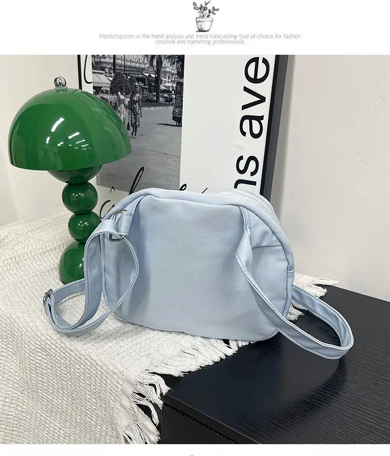 Light Blue Nylon Shoulder Bag Large Capacity Messenger Bag — feature 33