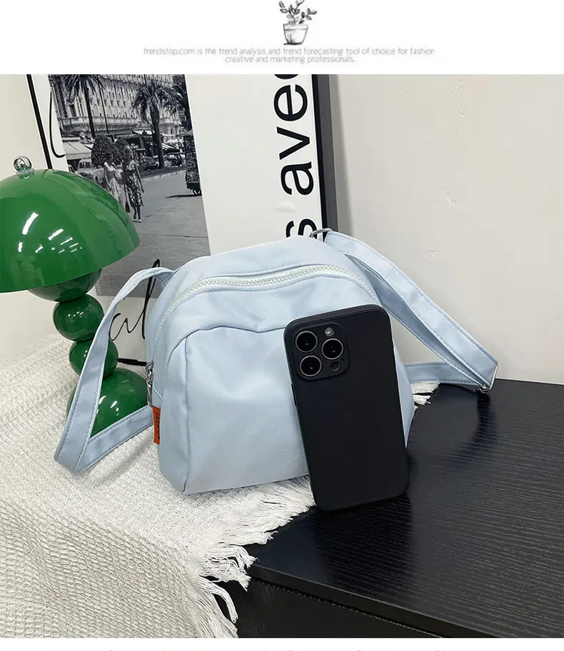 Light Blue Nylon Shoulder Bag Large Capacity Messenger Bag — feature 37