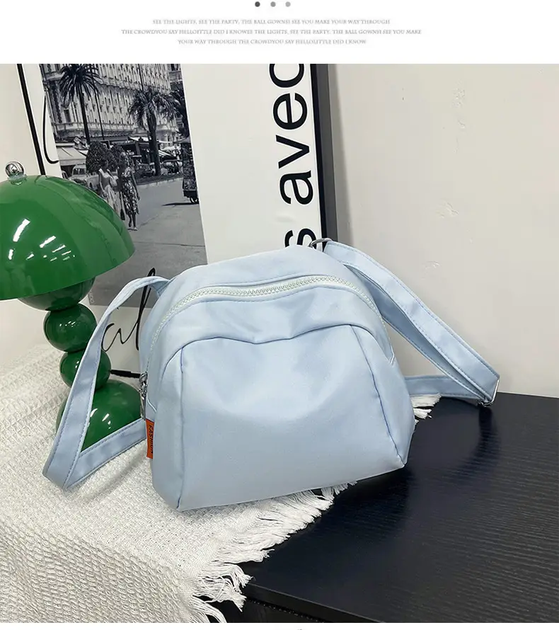 Light Blue Nylon Shoulder Bag Large Capacity Messenger Bag — feature 39