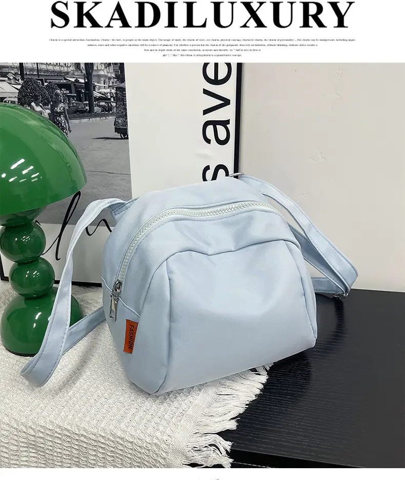 Light Blue Nylon Shoulder Bag Large Capacity Messenger Bag — feature 43