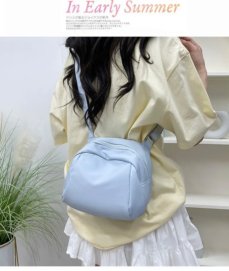 Light Blue Nylon Shoulder Bag Large Capacity Messenger Bag — feature 44