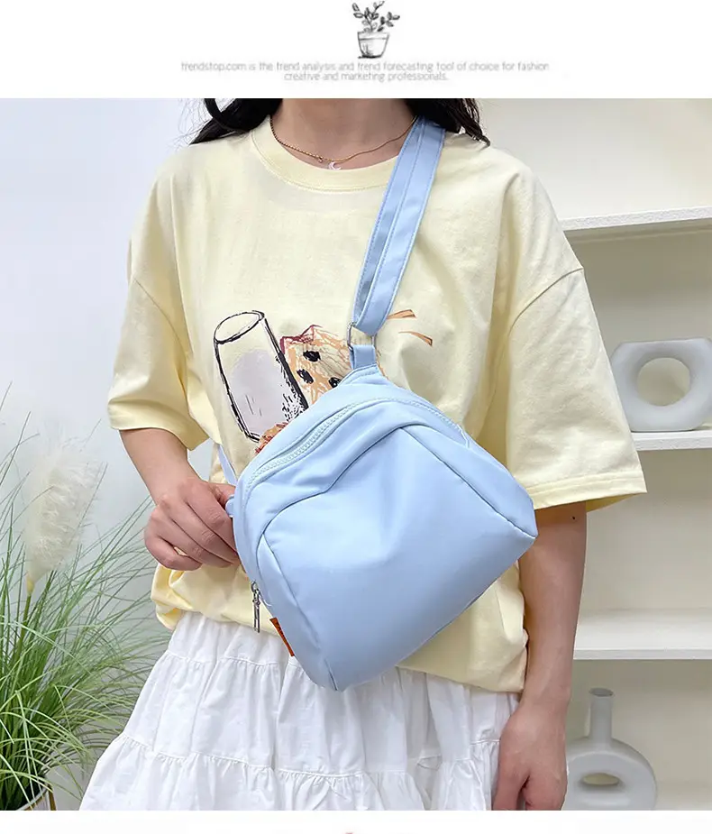 Light Blue Nylon Shoulder Bag Large Capacity Messenger Bag — feature 45