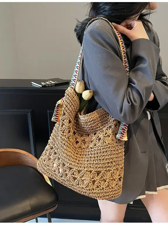Cross-Border 2025 Straw Bag Large Capacity Lazy Style - Image 3
