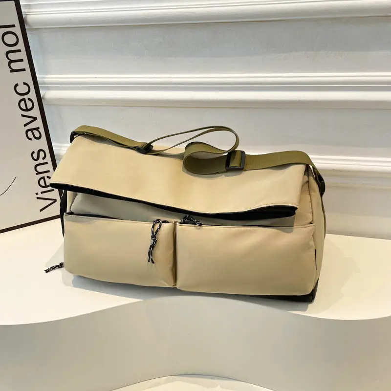 Women Casual Crossbody Bag Beige Olive Green Large Capacity - Image 3