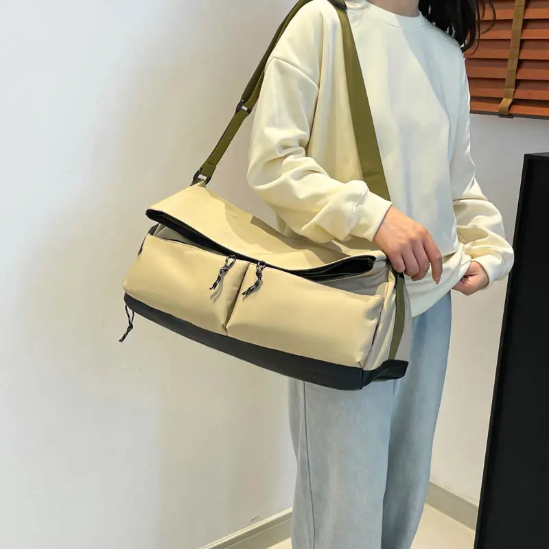 Women Casual Crossbody Bag Beige Olive Green Large Capacity - Image 5