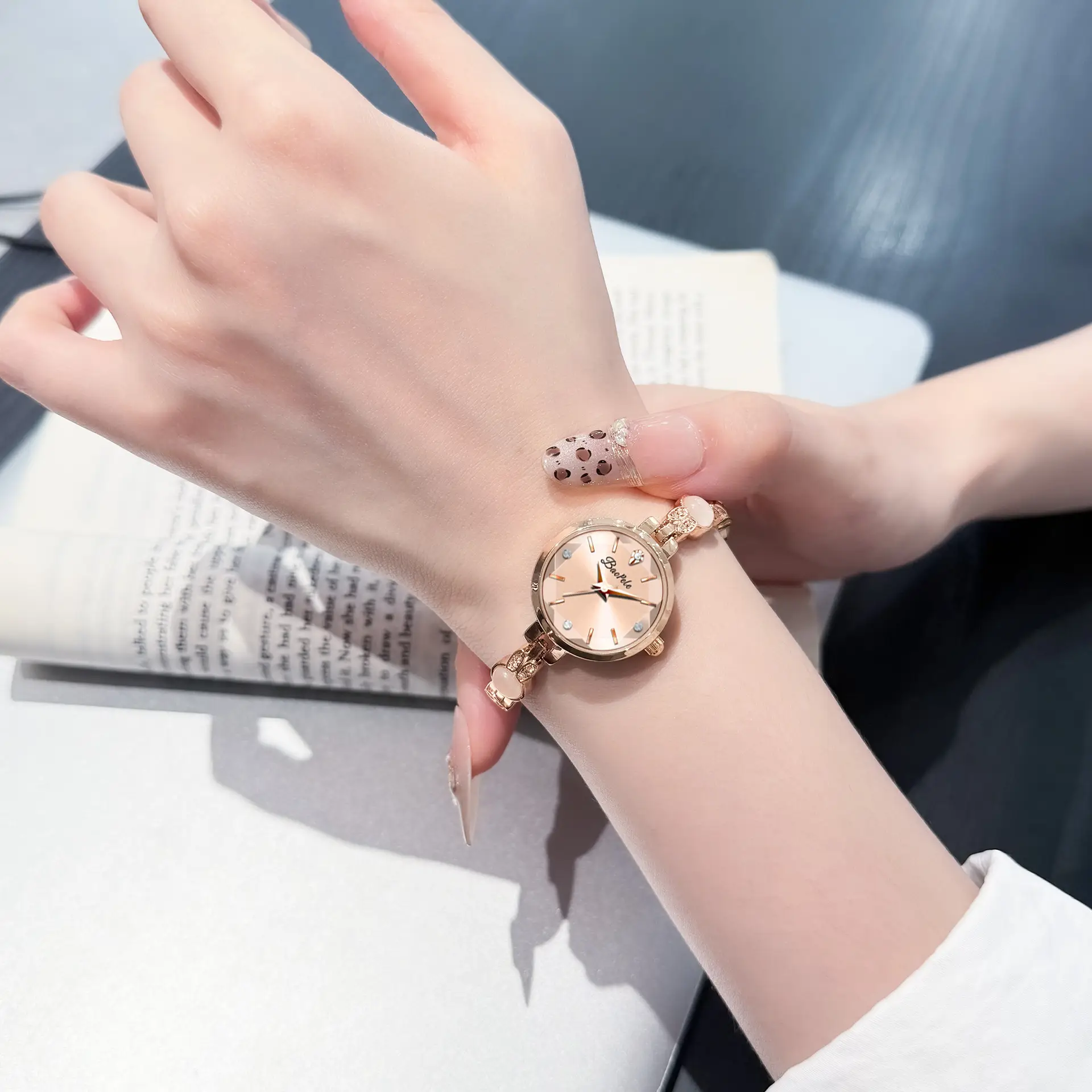 Women's Red Crystal Bracelet Watch - Image 7