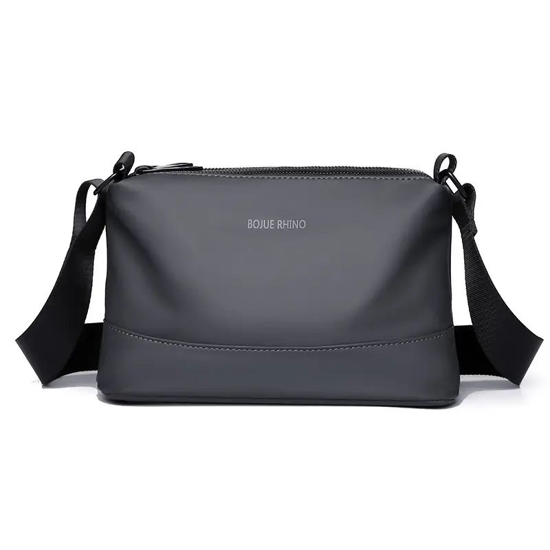 Men's Black Shoulder Bag with Water-Repellent Leather Membrane