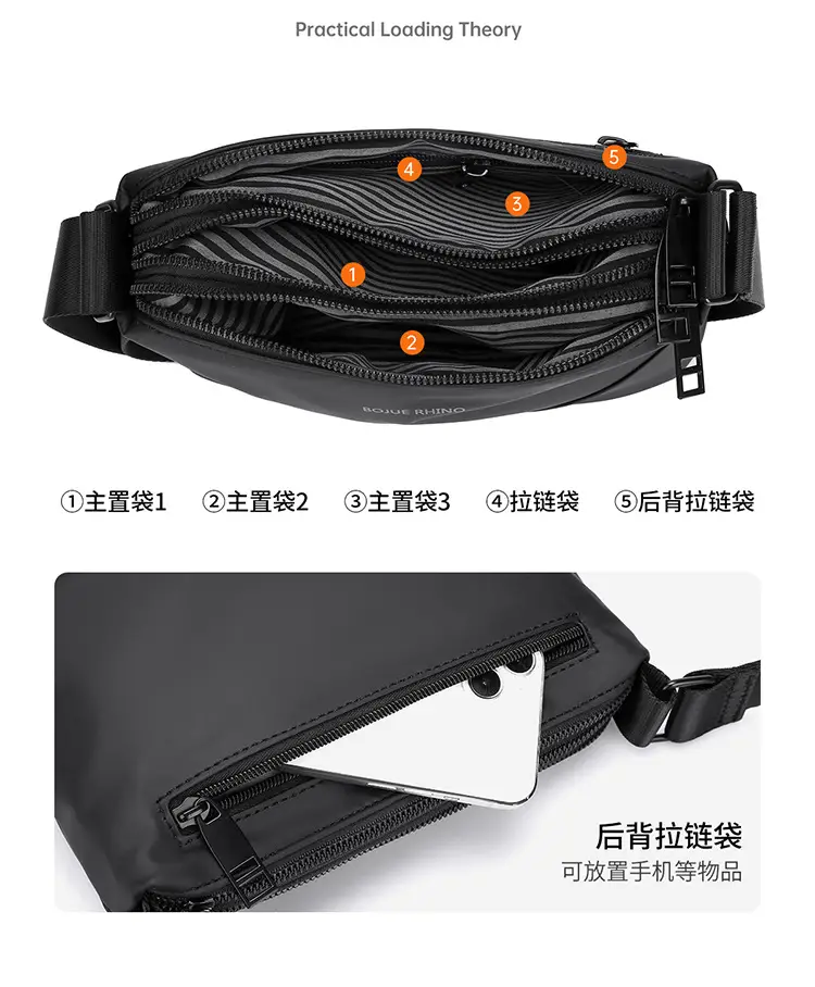 Men's Black Shoulder Bag with Water-Repellent Leather Membrane — feature 11