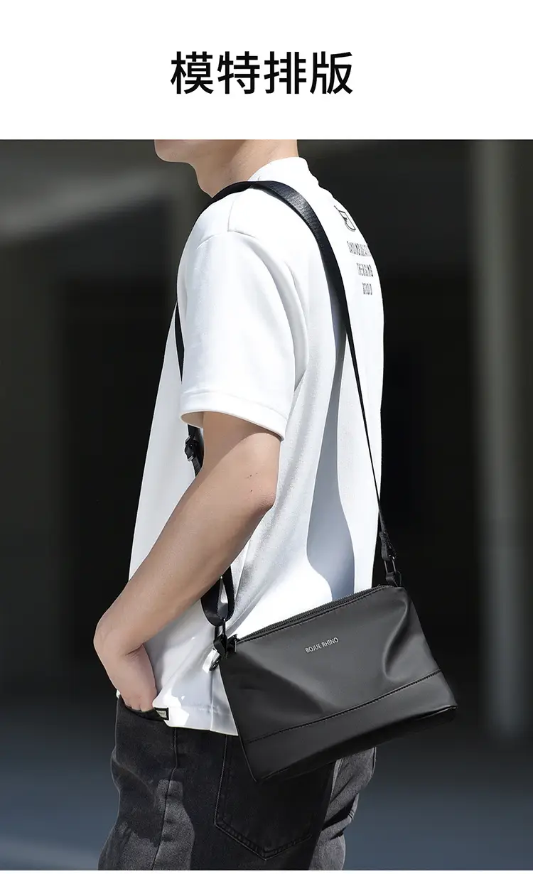 Men's Black Shoulder Bag with Water-Repellent Leather Membrane — feature 15