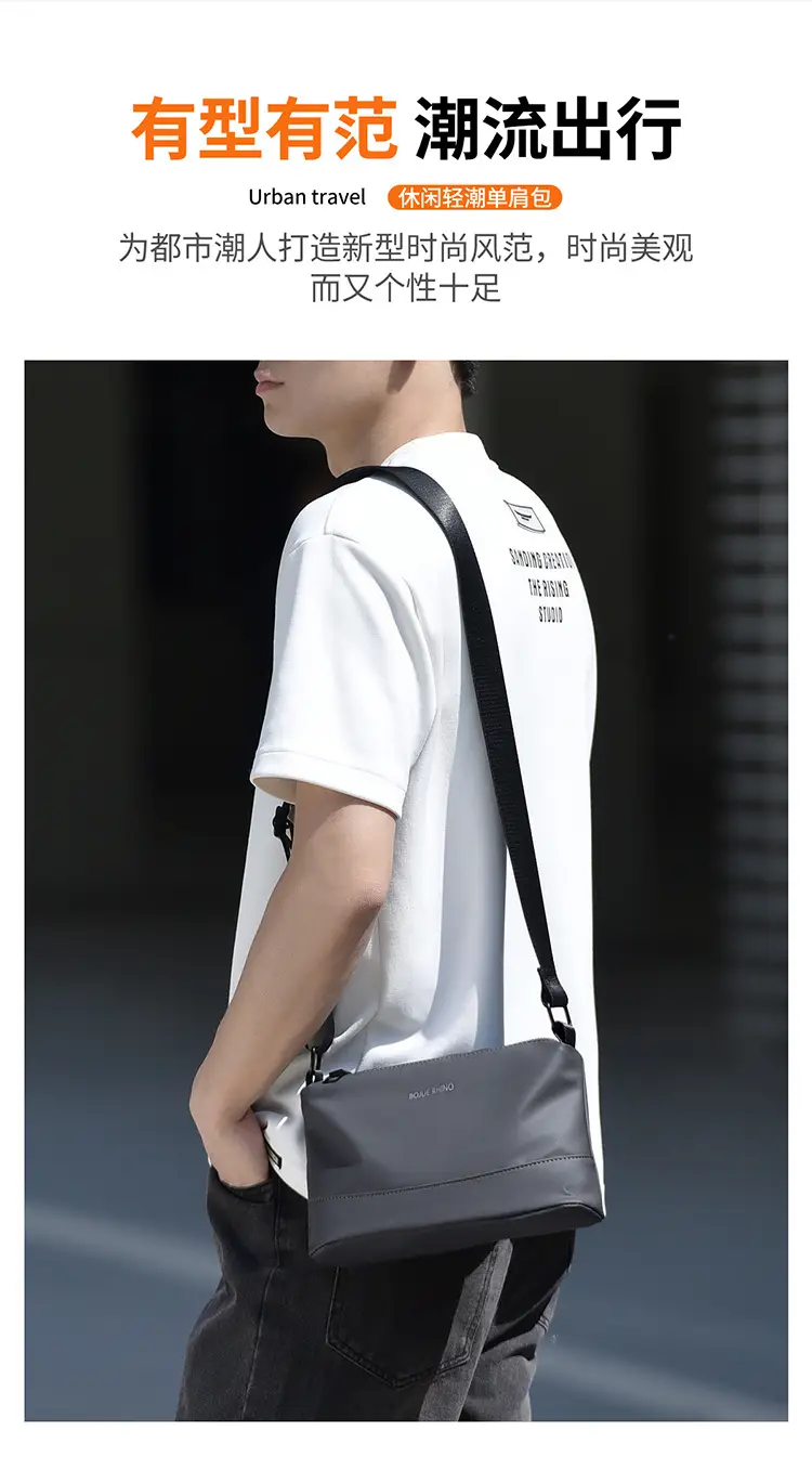 Men's Black Shoulder Bag with Water-Repellent Leather Membrane — feature 7