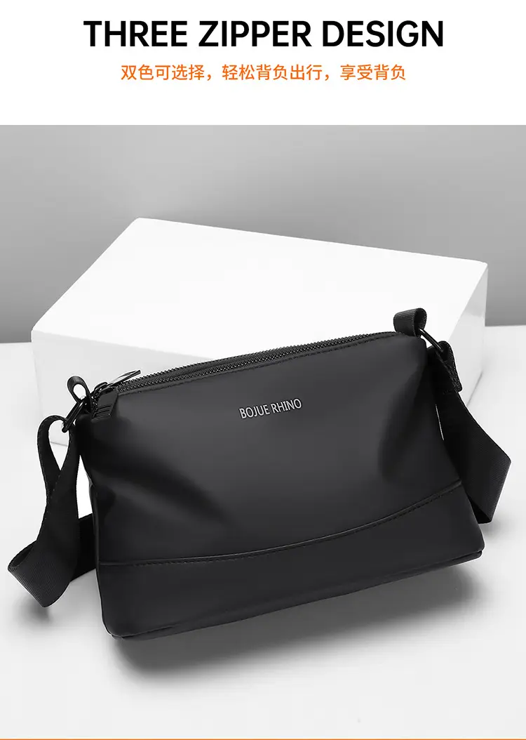 Men's Black Shoulder Bag with Water-Repellent Leather Membrane — feature 9